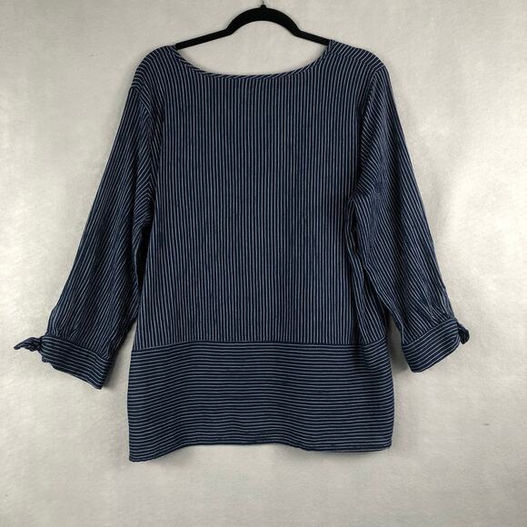 Liz Claiborne Women's Large Cotton Pin Stripe Pop-Over Top - Picture 5 of 6